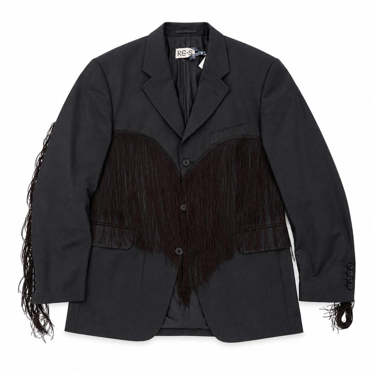 RE-FRINGE BLAZER DARK GREY (S-L)