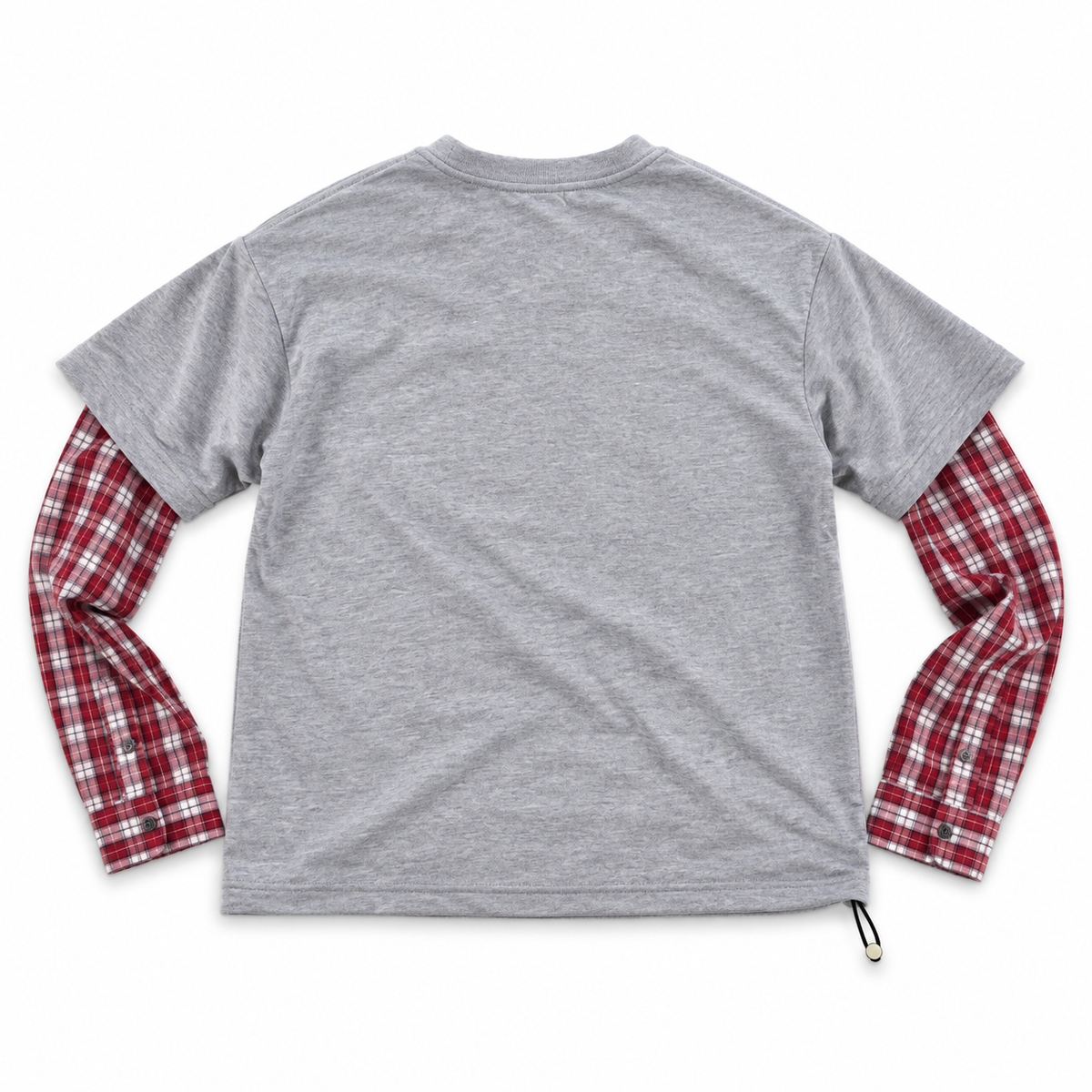 RE-CHECK T-SHIRT LIGHT GREY RED (S-L)