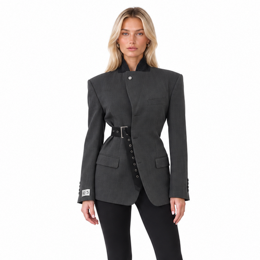 RE-BELTED BLAZER GREY  S-L