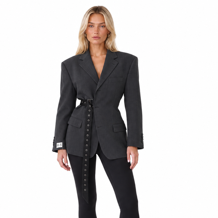 RE-BELTED BLAZER GREY  S-L