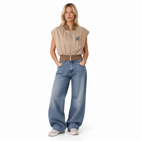 RE-SLEEVELESS BOMBER JACKET TAUPE (XS-M)