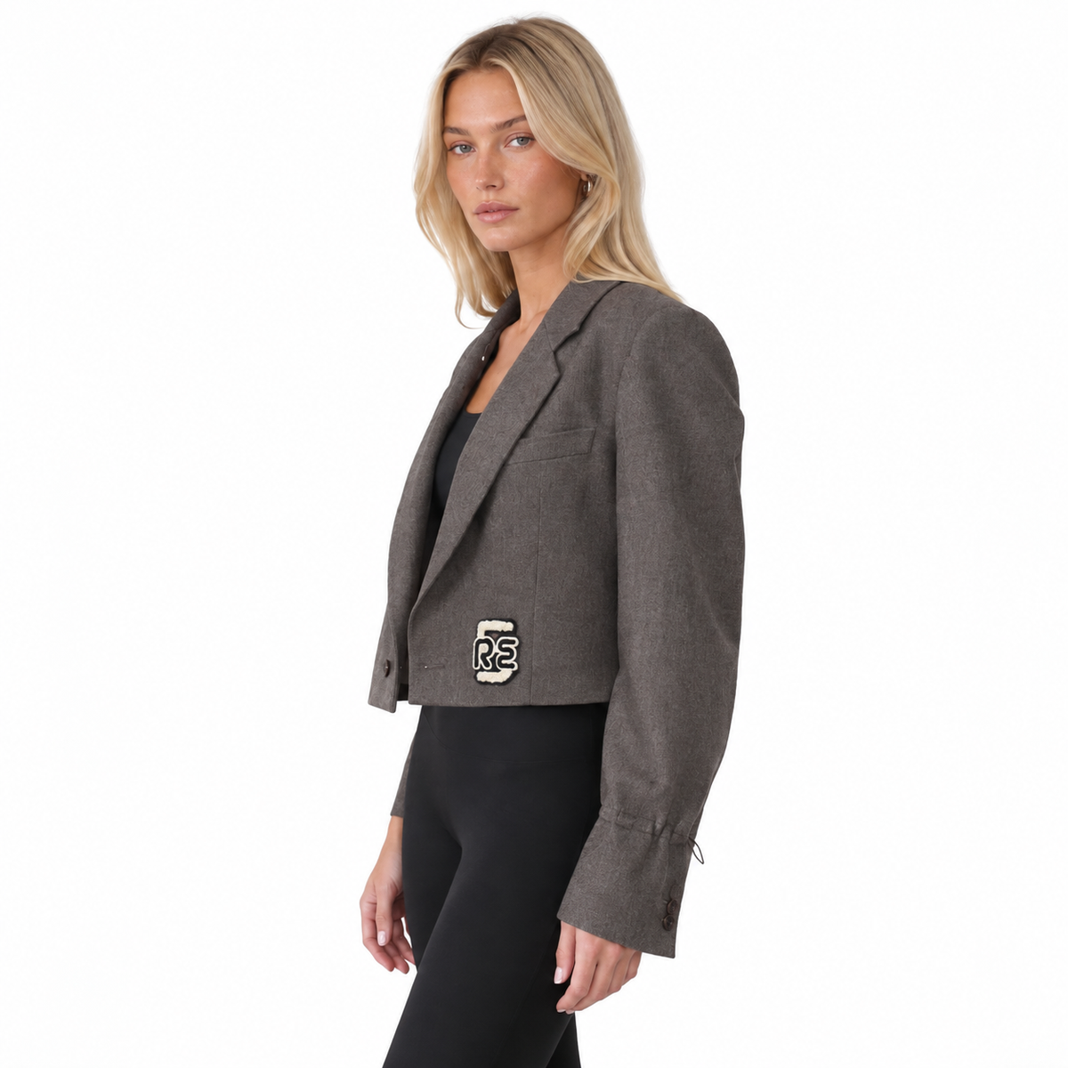 RE-CROPPED HOODED BLAZER BROWN (XS-L)