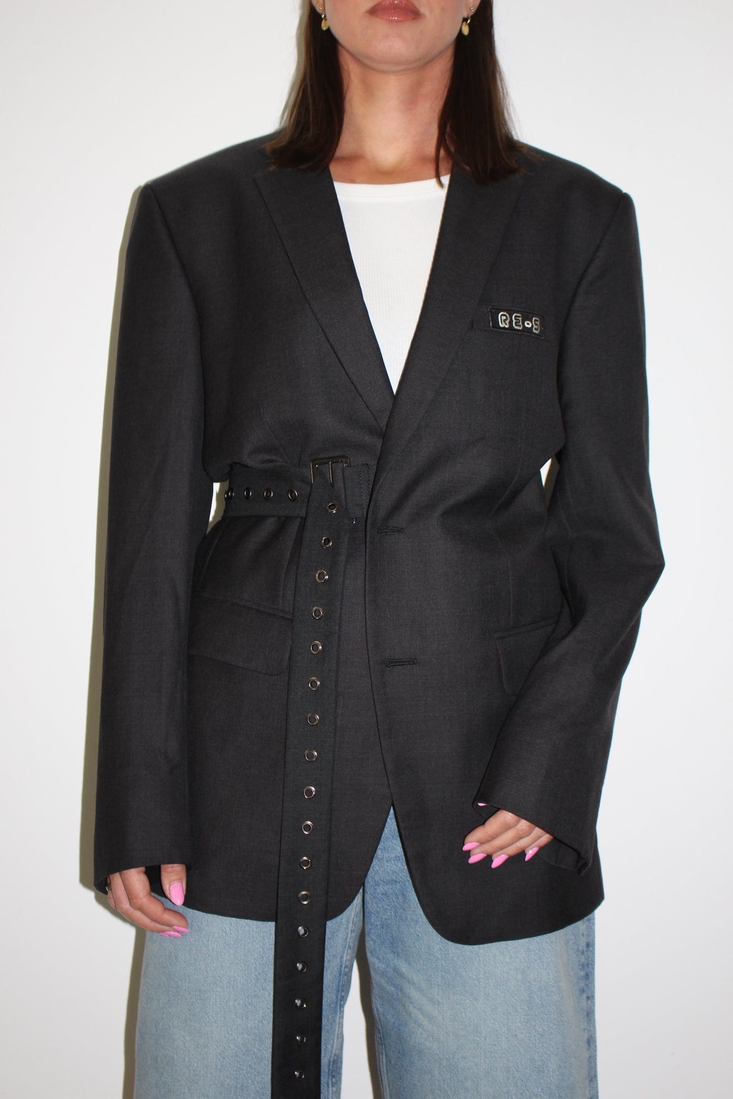 RE-BELTED BLAZER DARK GREY (S-XL)