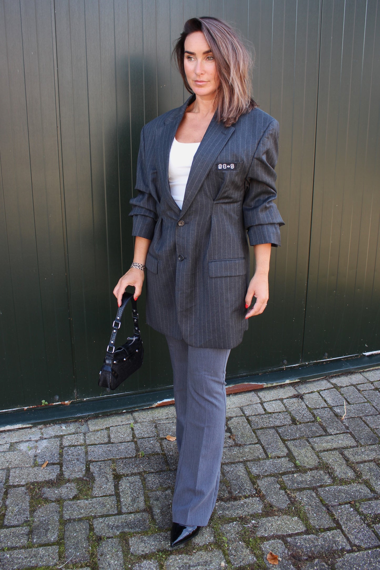 RE-FITTED BLAZER GREY PINSTRIPE (S-XL)