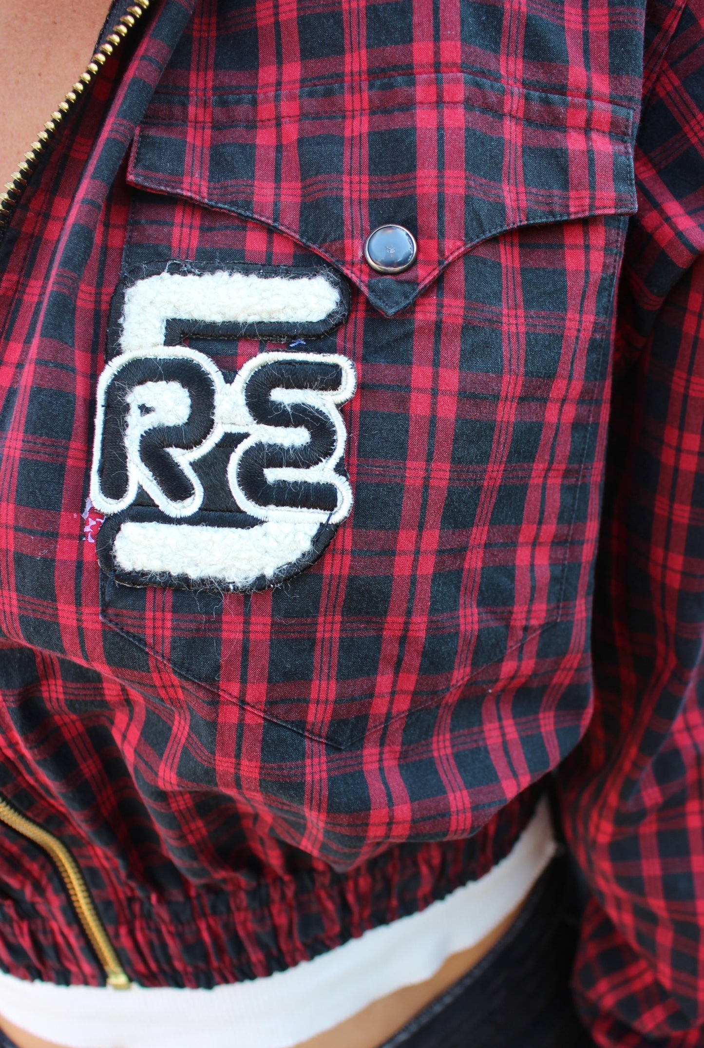 RE-BLOUSON JACKET BLACK RED (XS-M)