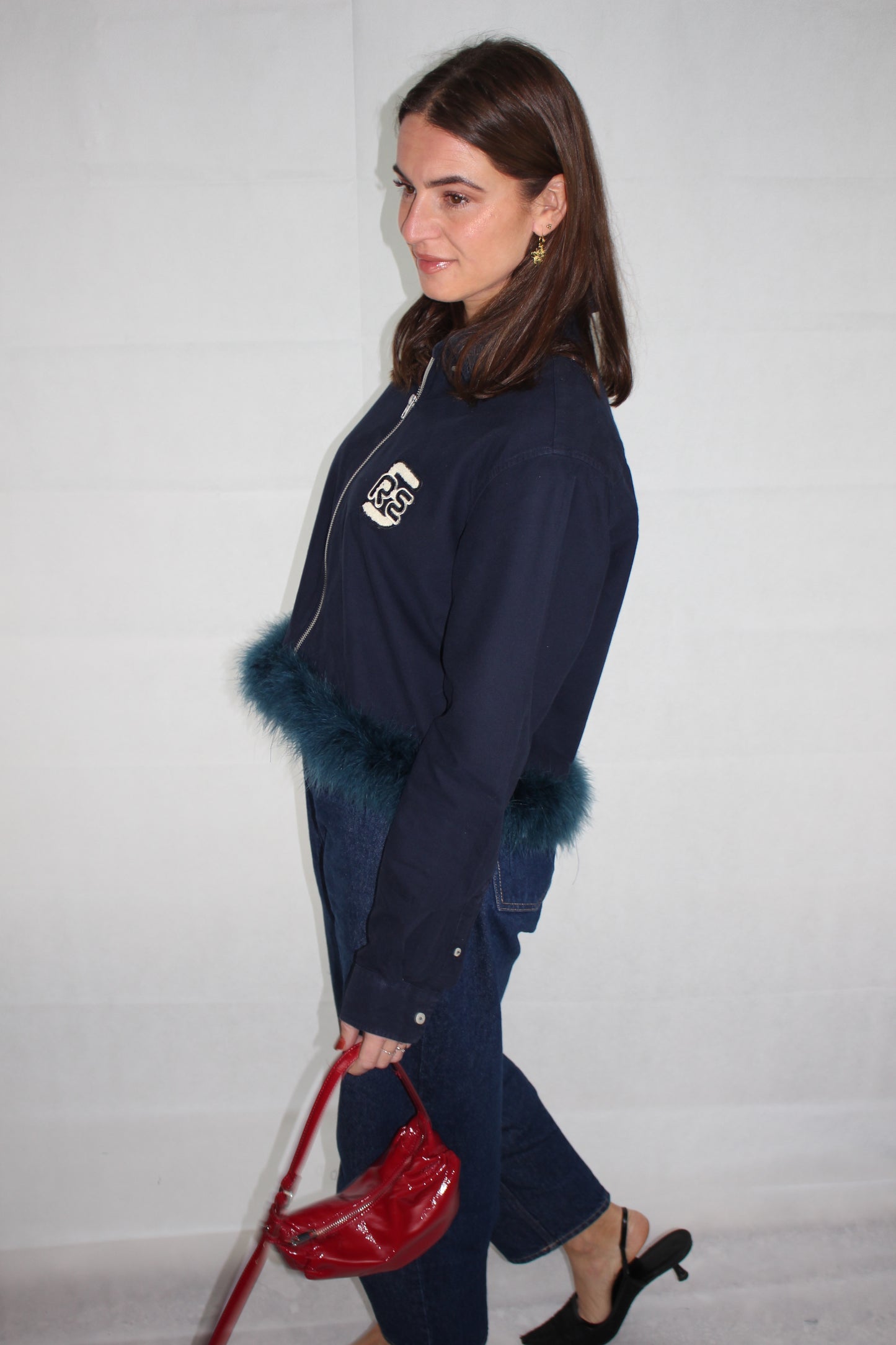 RE-BLOUSON JACKET FEATHERS NAVY (S-L)