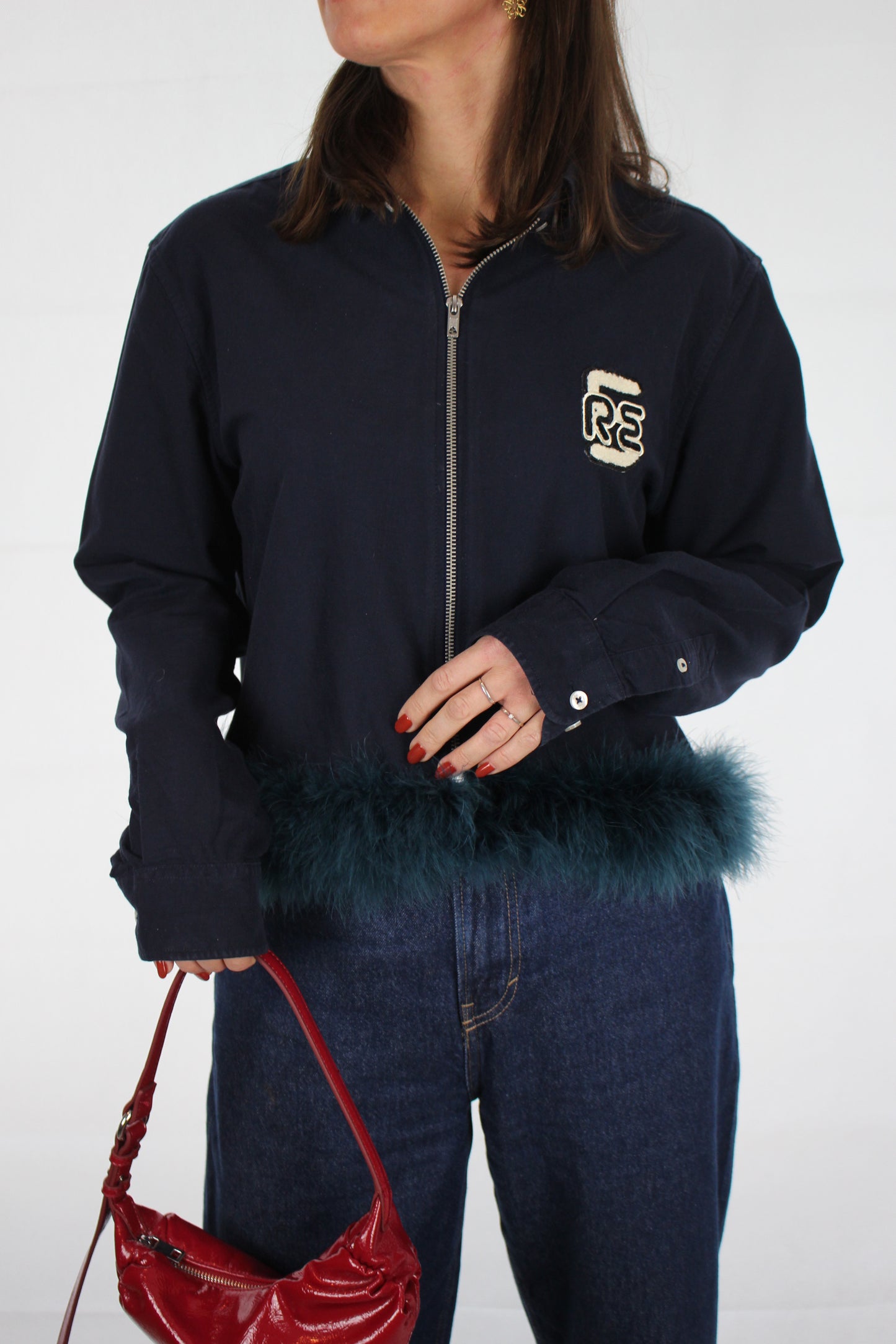 RE-BLOUSON JACKET FEATHERS NAVY (S-L)