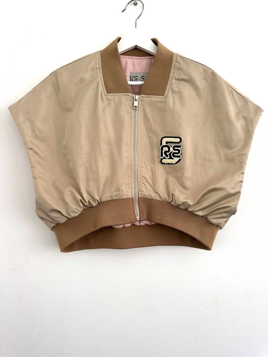 RE-SLEEVELESS BOMBER JACKET TAUPE (XS-L)